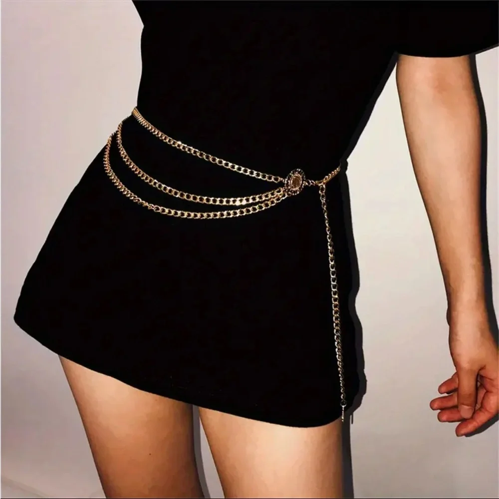 Golden‎ Plated Tassel Belt Chain Elegant Alloy Accessory Versatile Style